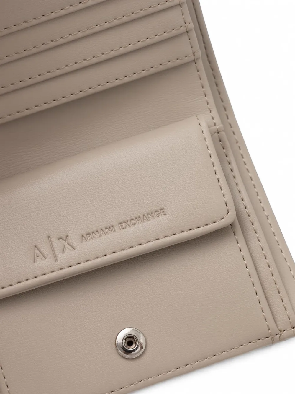 Armani Exchange logo-plaque bi-fold wallet Beige