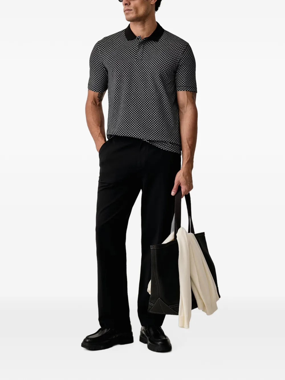Armani Exchange logo-print short-sleeve polo shirt Zwart