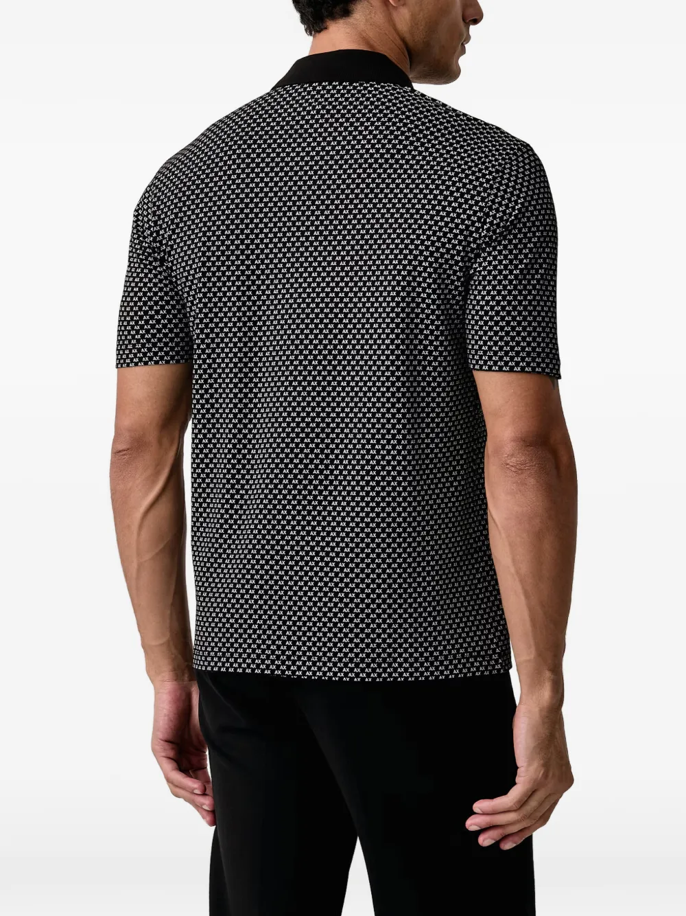 Armani Exchange logo-print short-sleeve polo shirt Zwart