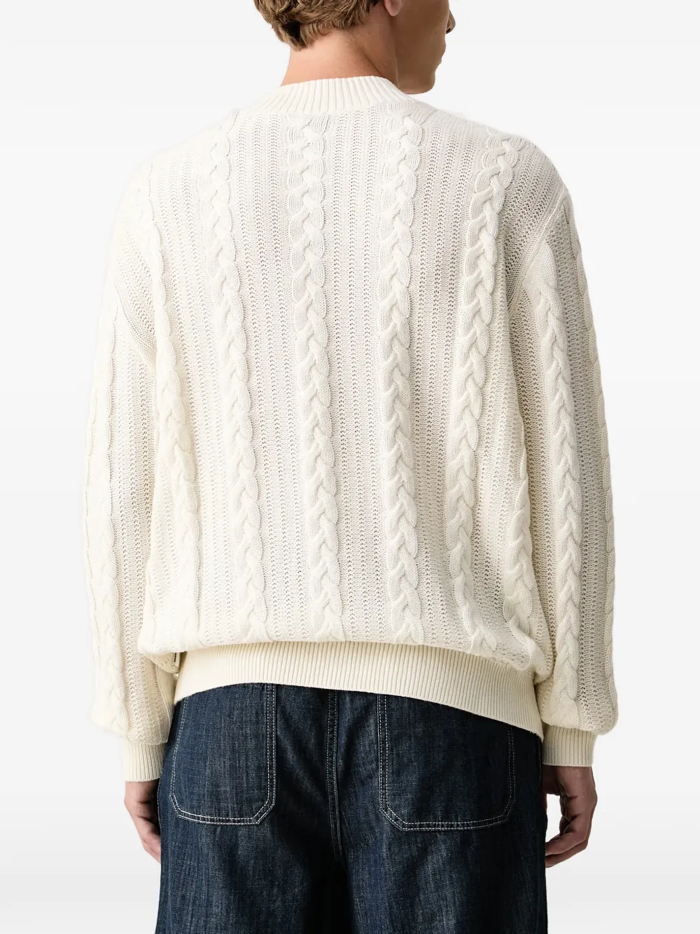 Armani Exchange Kabelgebreide trui met hoge hals Beige