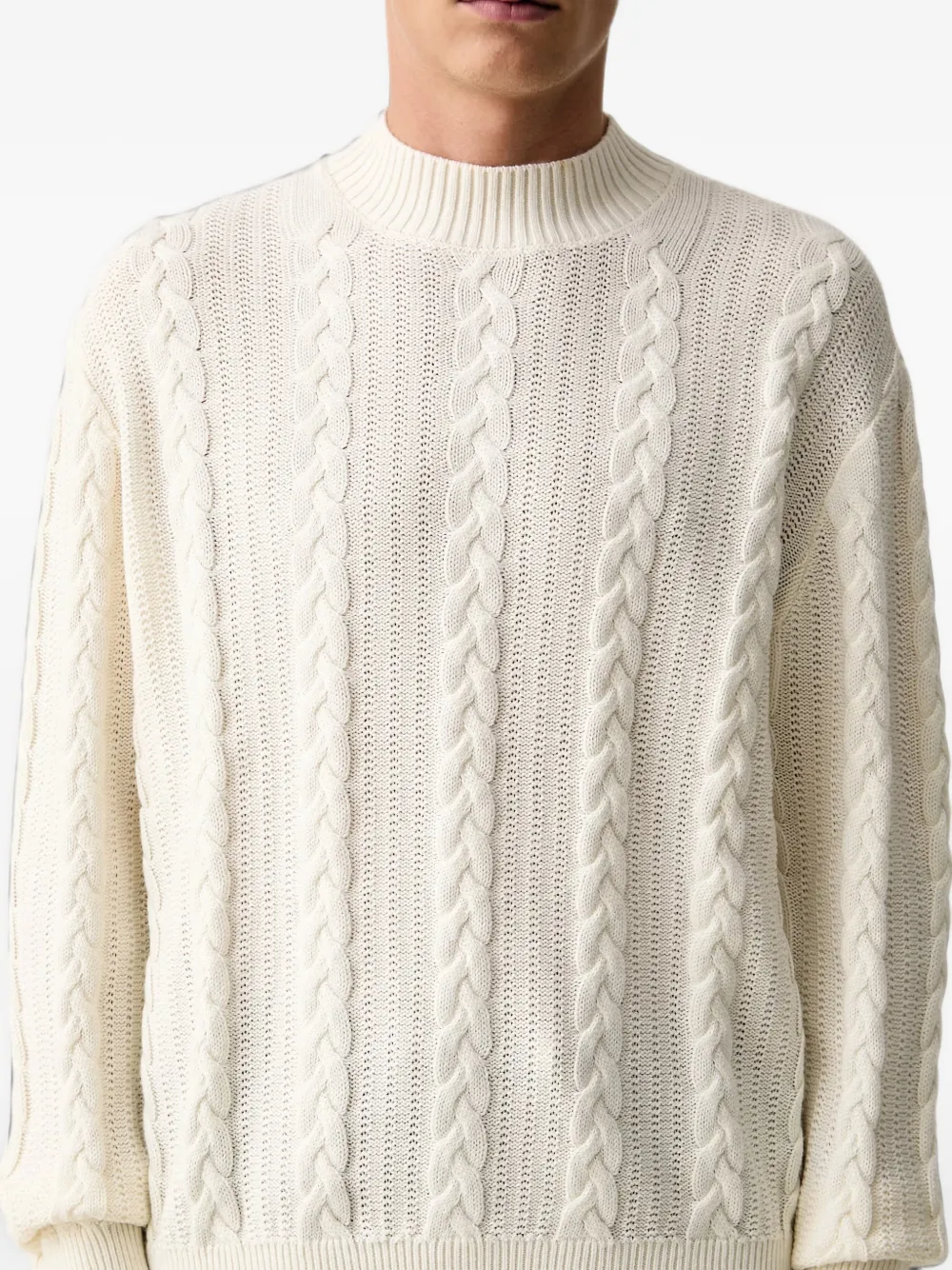 Armani Exchange Kabelgebreide trui met hoge hals Beige