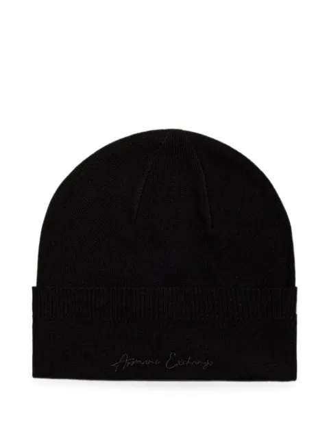 Armani Exchange logo-embroidered beanie hat