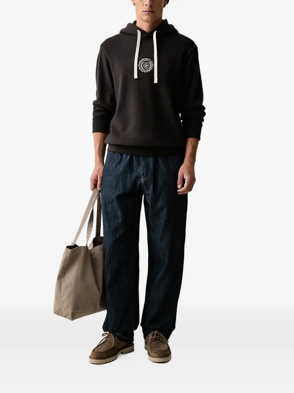 Armani Exchange logo-patch hoodie Zwart