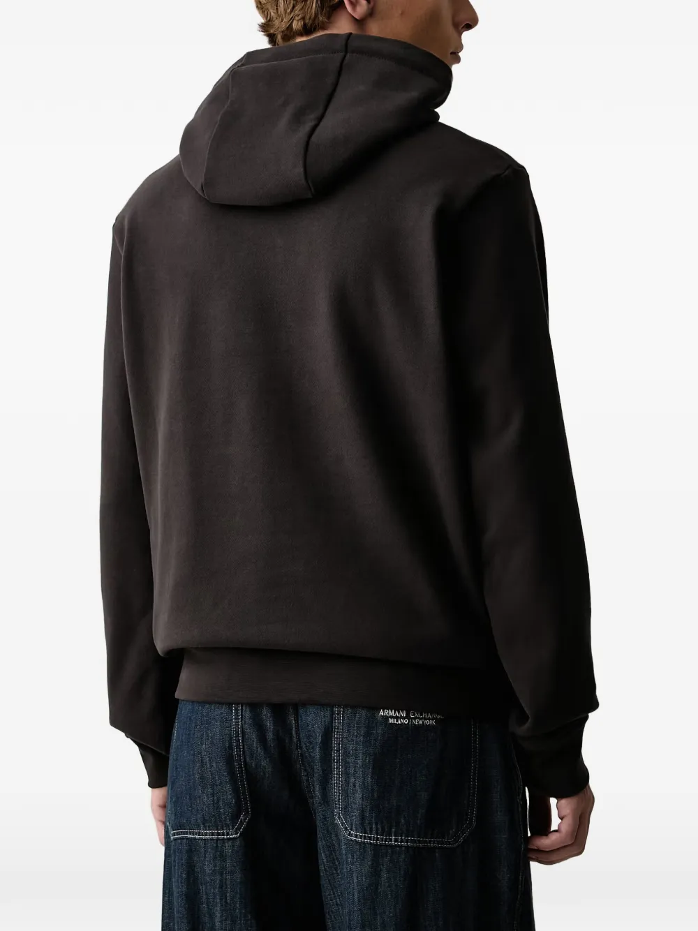 Armani Exchange logo-patch hoodie Zwart