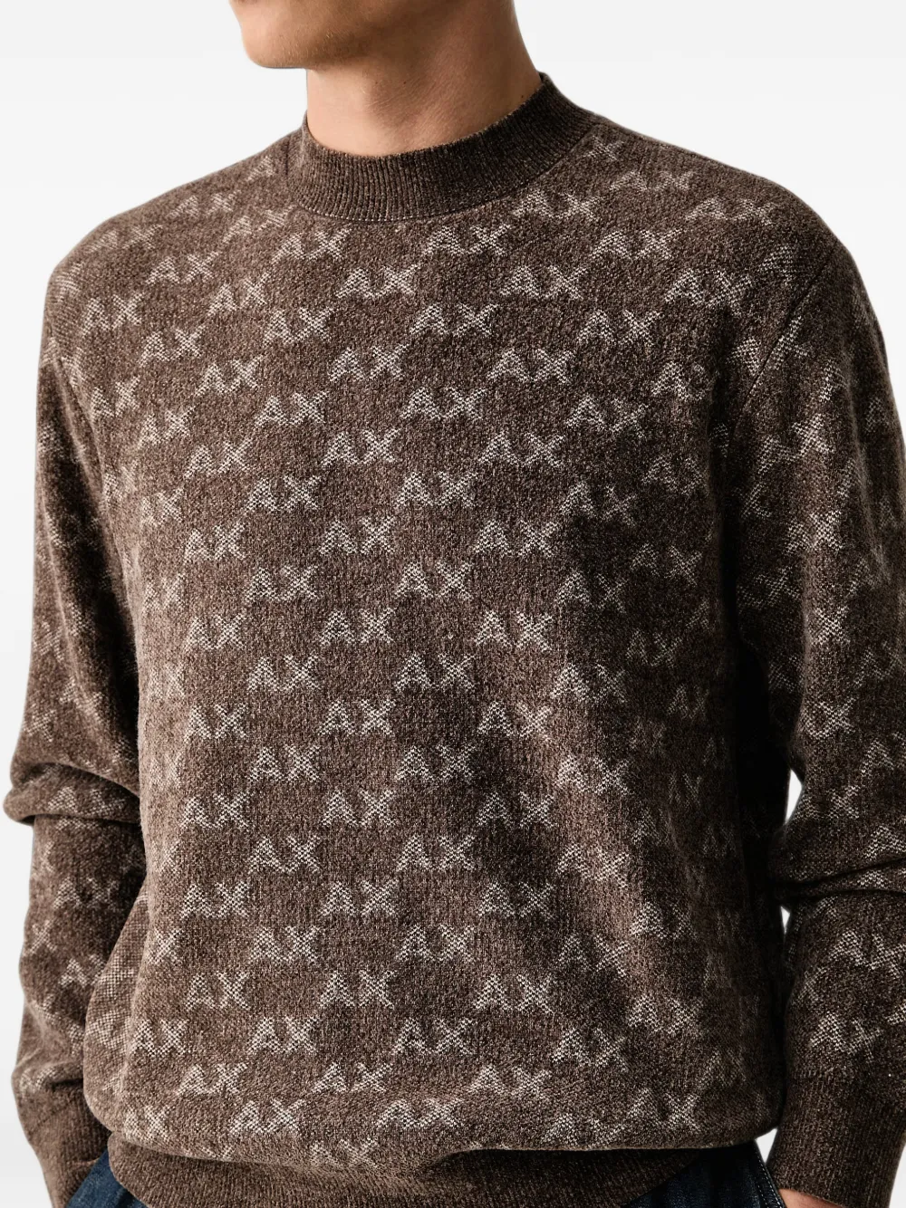 Armani Exchange Trui met logopatroon Bruin