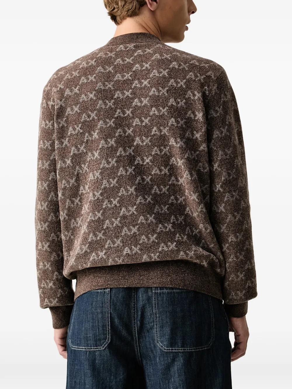 Armani Exchange Trui met logopatroon Bruin