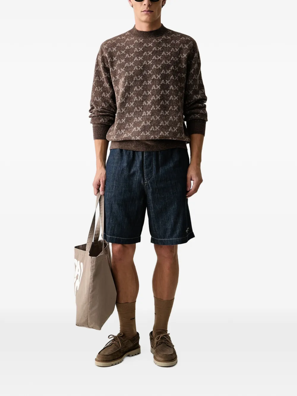 Armani Exchange Trui met logopatroon Bruin