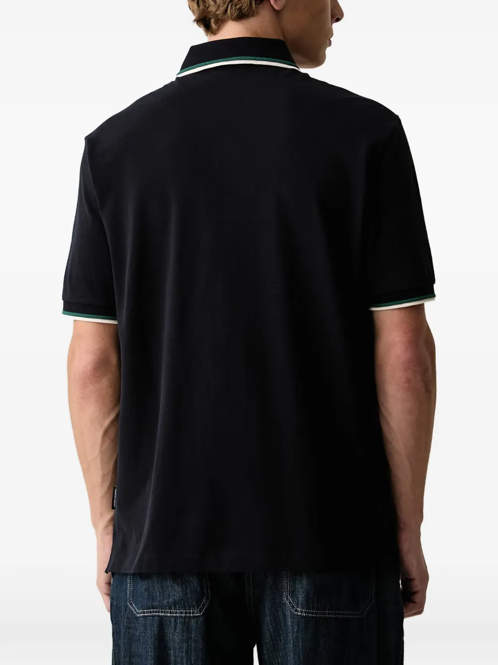 Armani Exchange logo-embroidered polo shirt Zwart