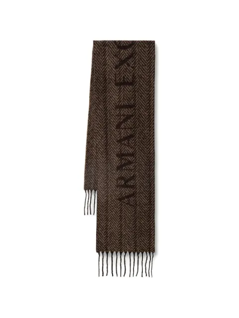 Armani Exchange herringbone-pattern logo-print scarf