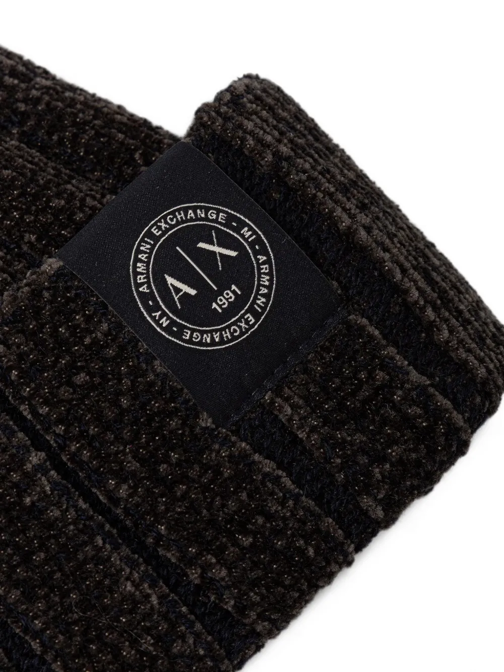 Armani Exchange logo-tag ribbed beanie hat Groen