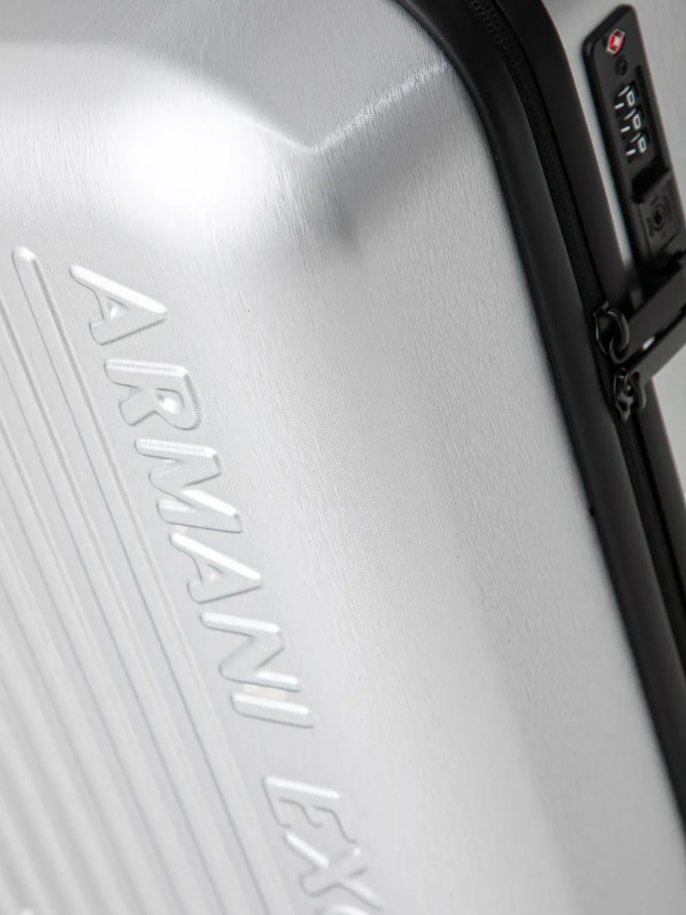 Armani Exchange logo-embossed ridged luggage Zilver