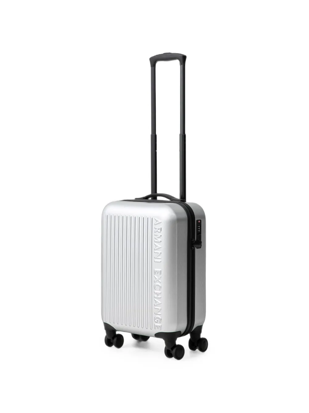 Armani Exchange logo-embossed ridged luggage Zilver