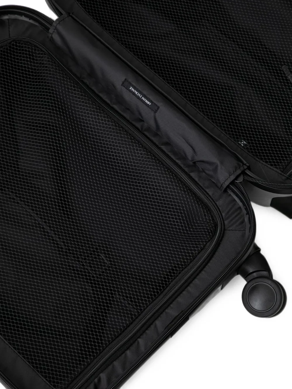Armani Exchange logo-embossed ridged luggage Zilver