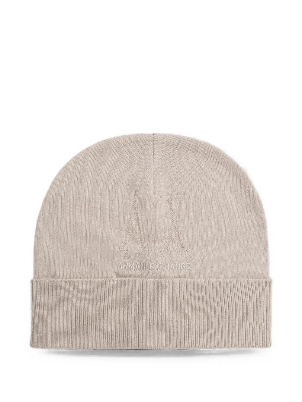 Armani Exchange logo-embroidered ribbed-trim beanie hat