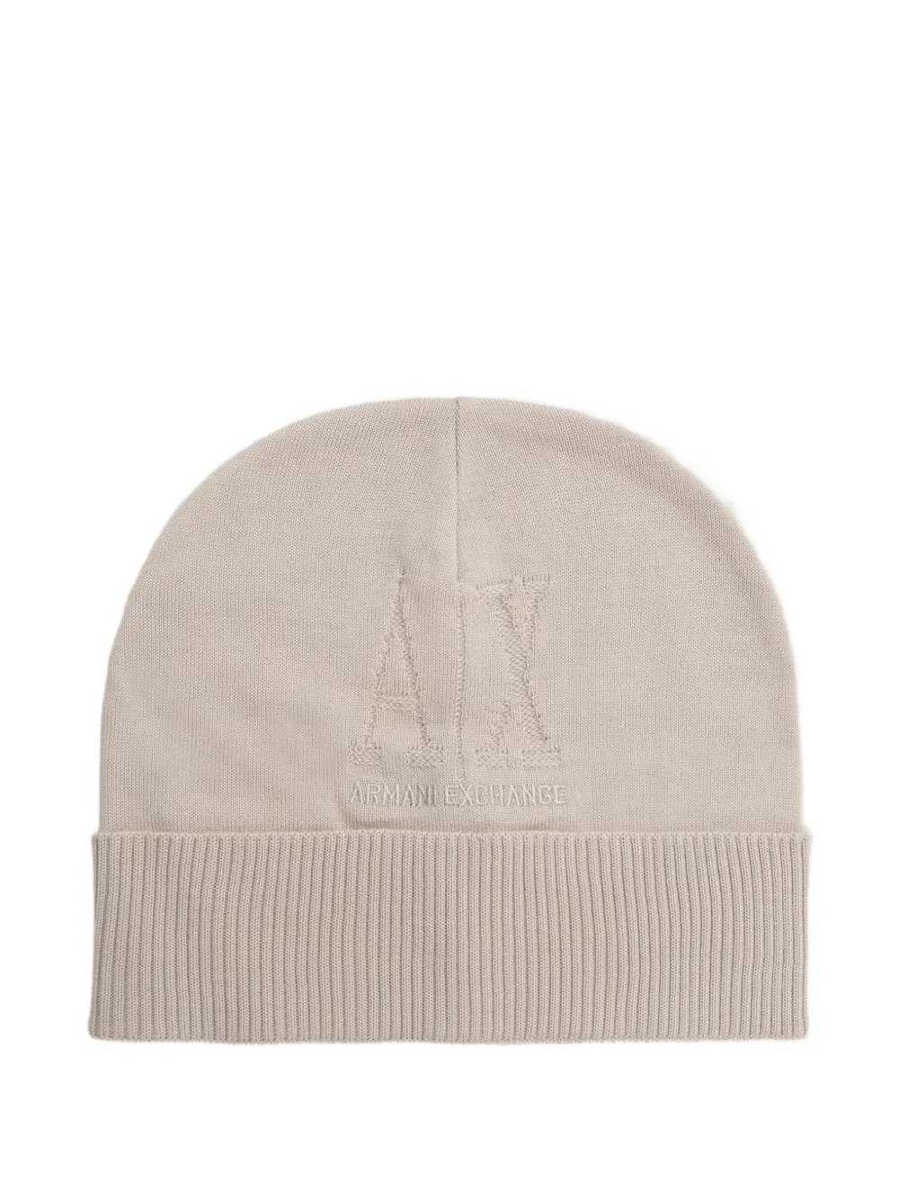Armani Exchange logo-embroidered ribbed-trim beanie hat - Toni neutri