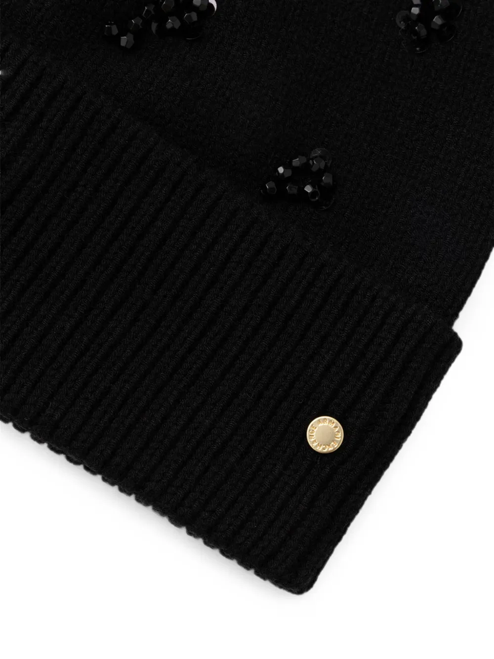 Armani Exchange bead-embellished beanie hat Zwart