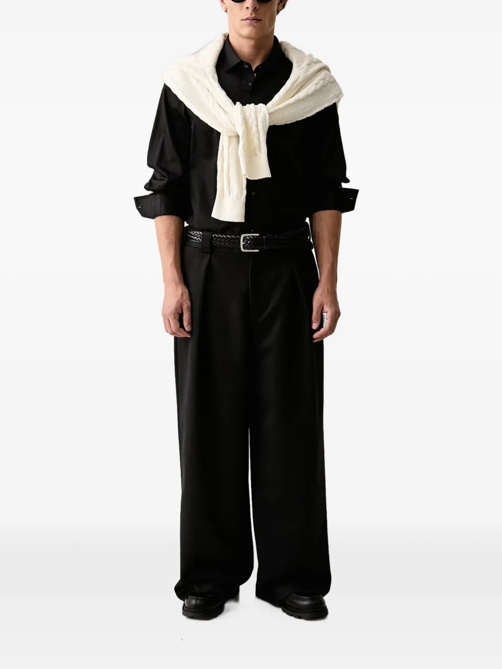 Armani Exchange long-sleeve cotton shirt Zwart
