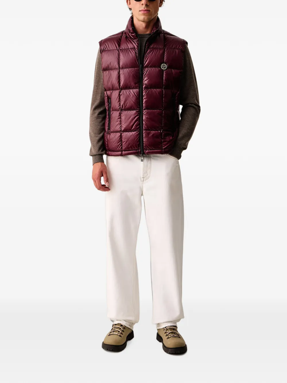 Armani Exchange Nylon Down quilted gilet Rood