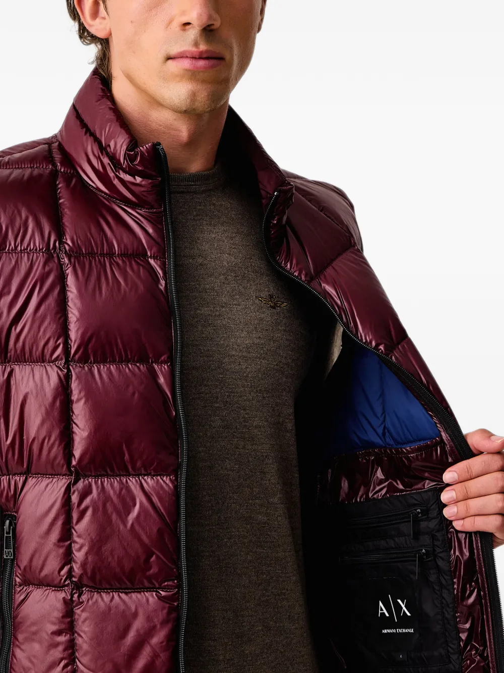 Armani Exchange Nylon Down quilted gilet Rood