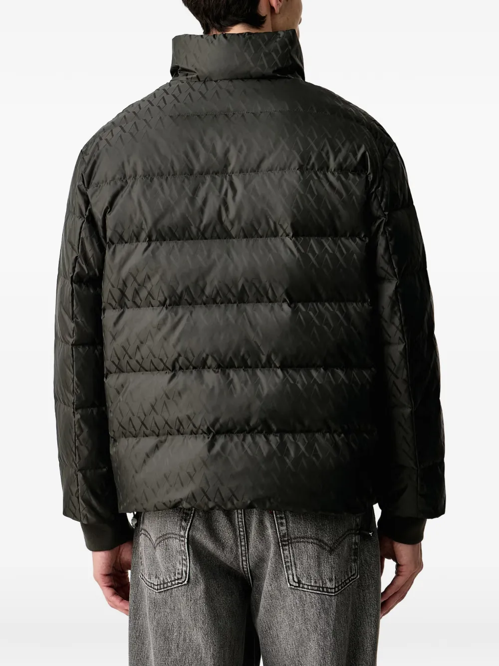Armani Exchange logo-print puffer jacket Zwart