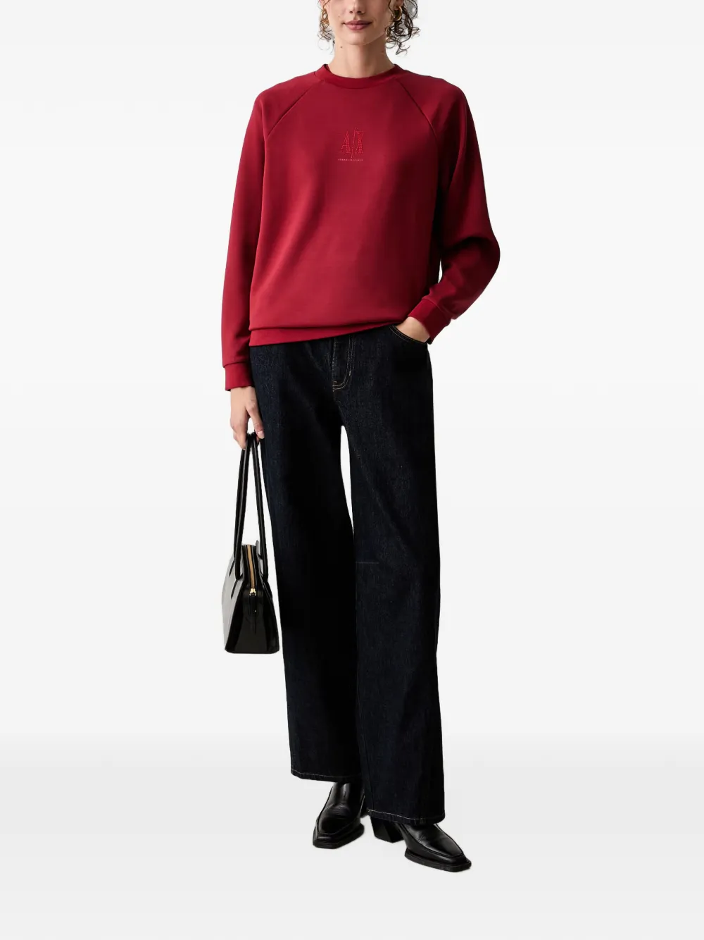 Armani Exchange embellished raglan-sleeve sweatshirt Rood