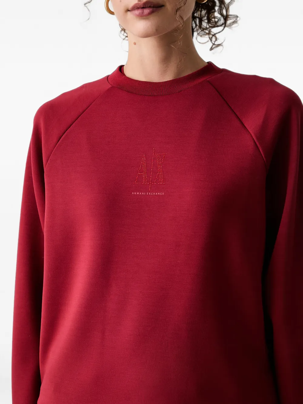 Armani Exchange embellished raglan-sleeve sweatshirt Rood