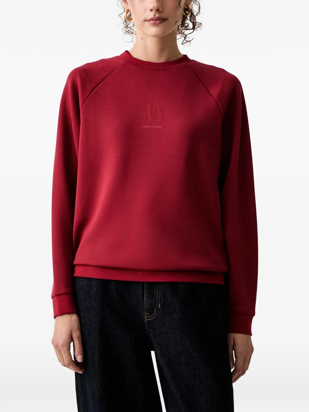 Armani Exchange embellished raglan-sleeve sweatshirt - Rosso