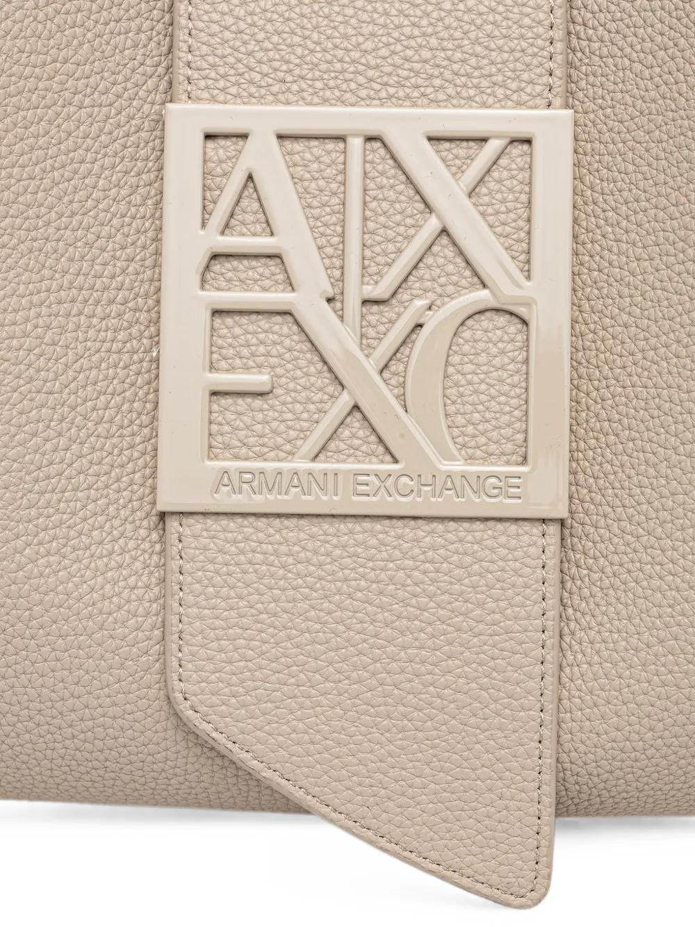 Armani Exchange logo-plaque grained tote bag Beige