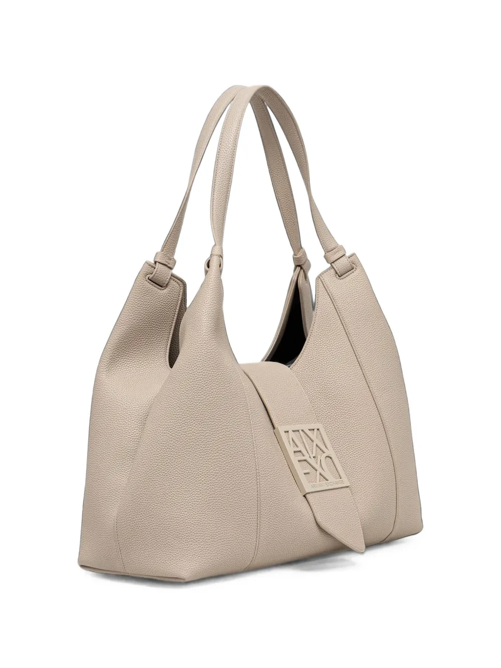 Armani Exchange logo-plaque grained tote bag Beige