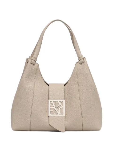 Armani Exchange logo-plaque grained tote bag