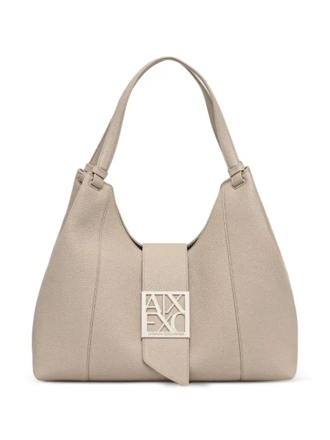 Armani Exchange logo-plaque grained tote bag