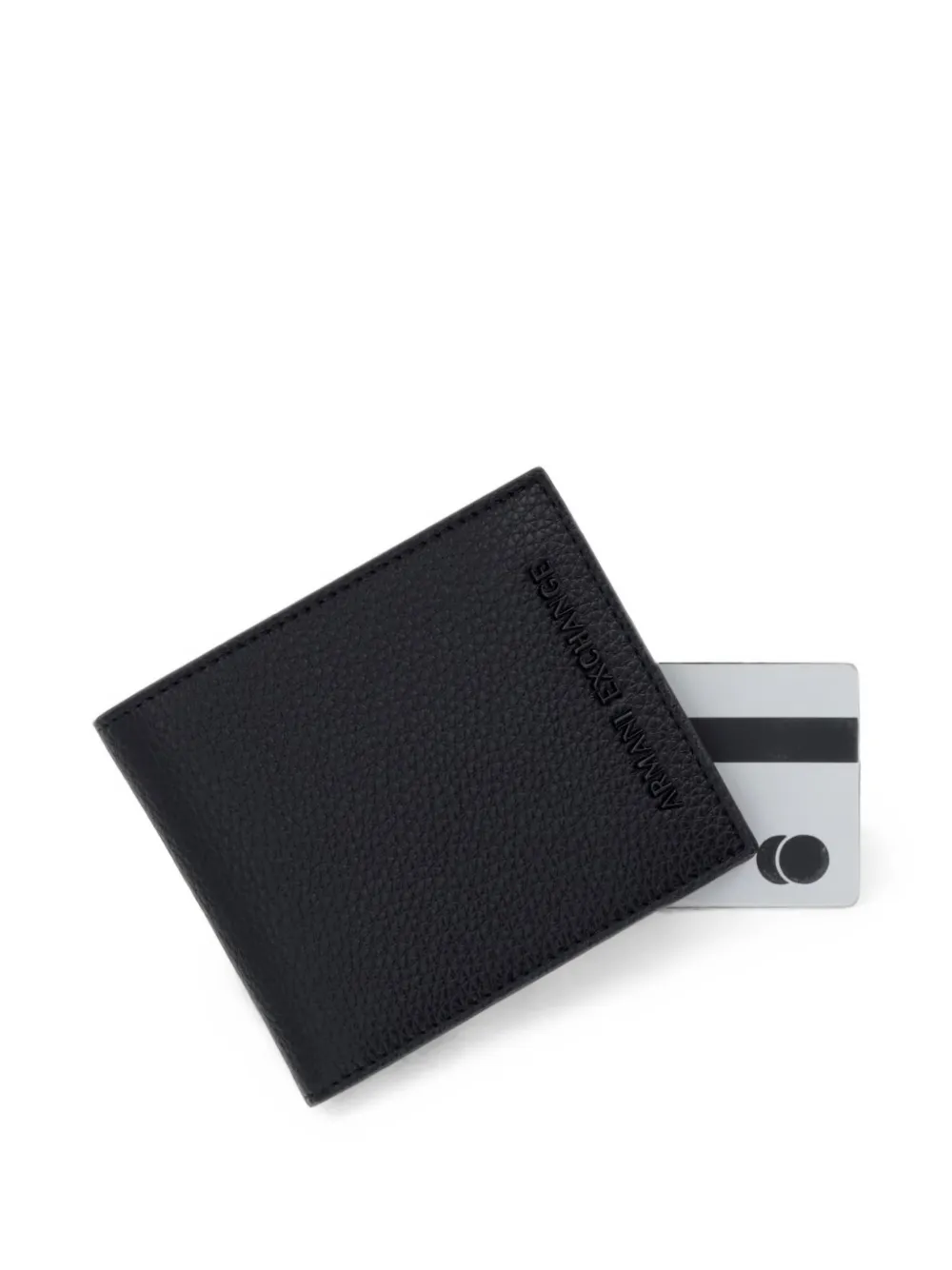 Armani Exchange logo-embossed pebbled-leather wallet Zwart