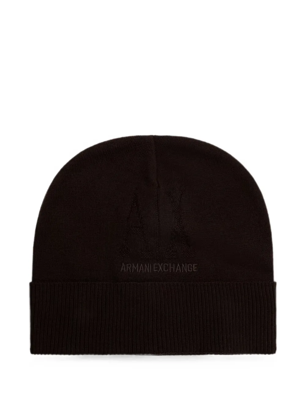 Armani Exchange logo-embroidered ribbed-trim beanie hat