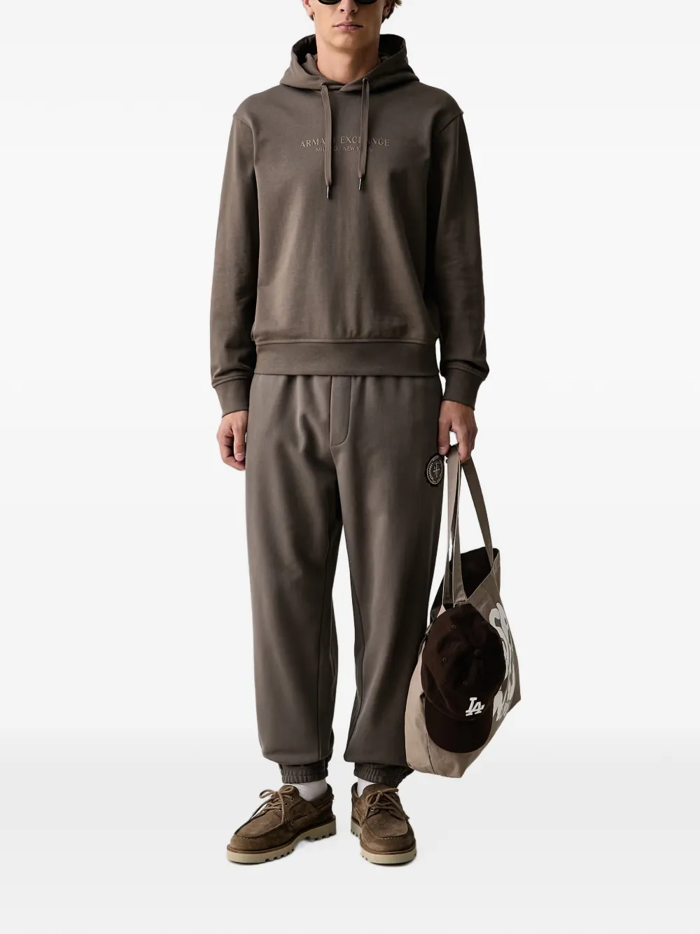 Armani Exchange logo-print drawstring hoodie Bruin
