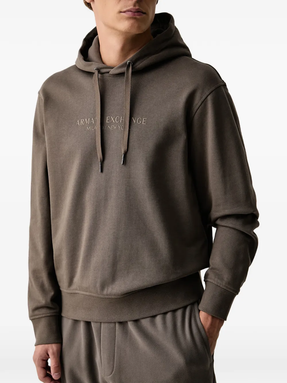 Armani Exchange logo-print drawstring hoodie Bruin