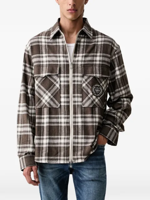 Armani Exchange check zip-up shirt