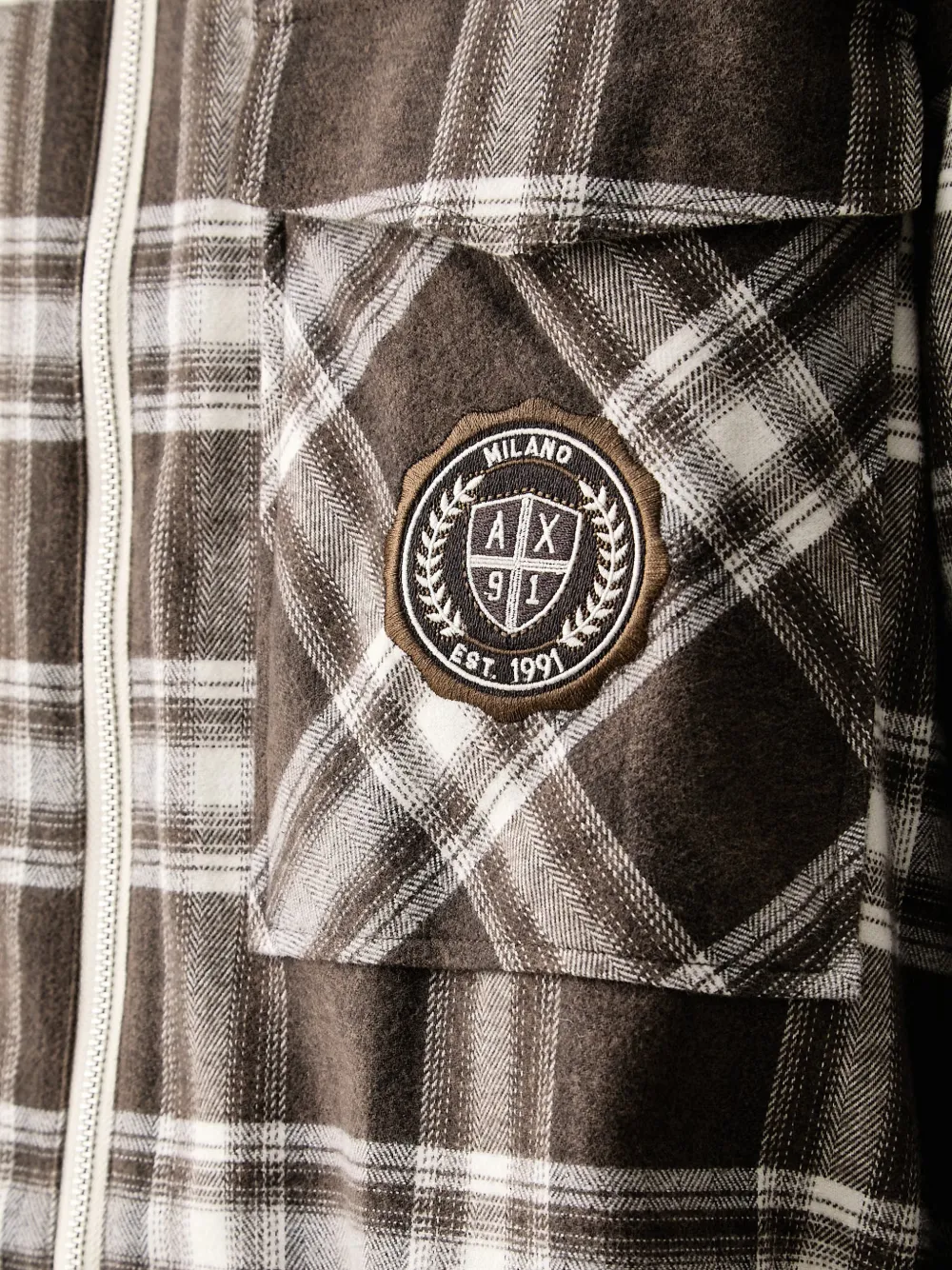 Armani Exchange check zip-up shirt Bruin