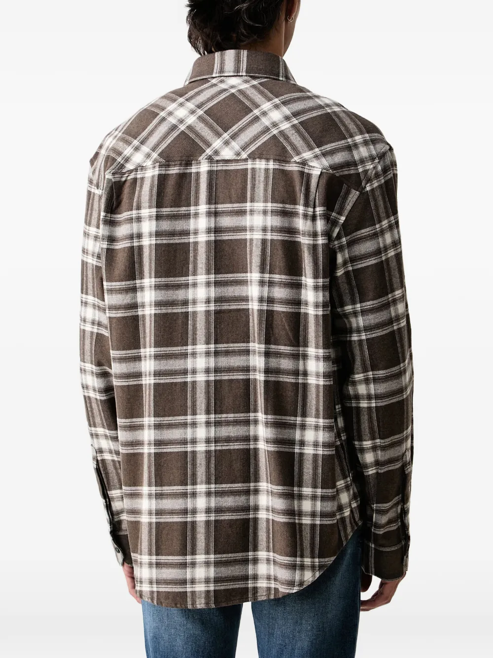Armani Exchange check zip-up shirt Bruin