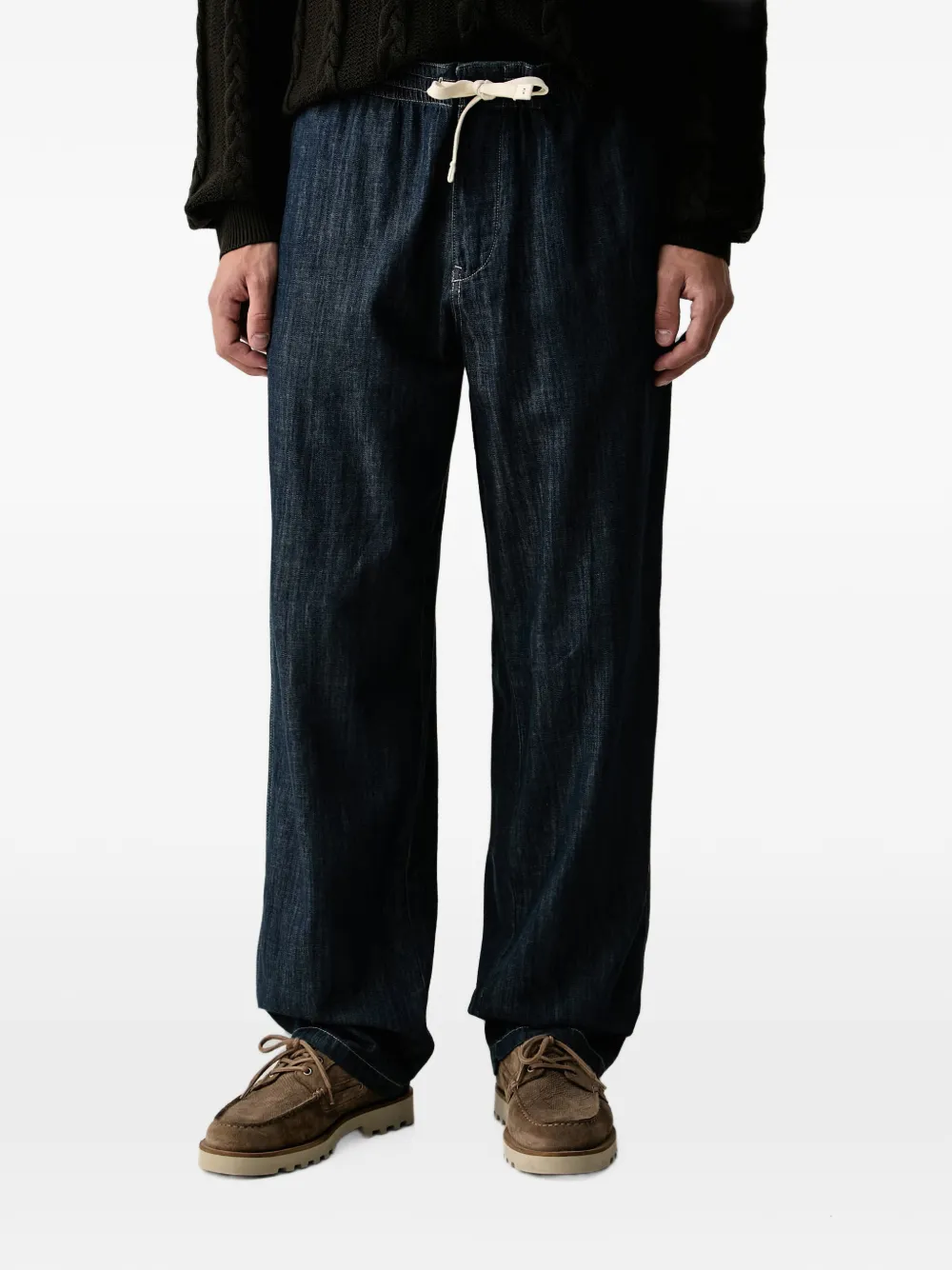 Armani Exchange drawstring-waist logo-embroidered jeans