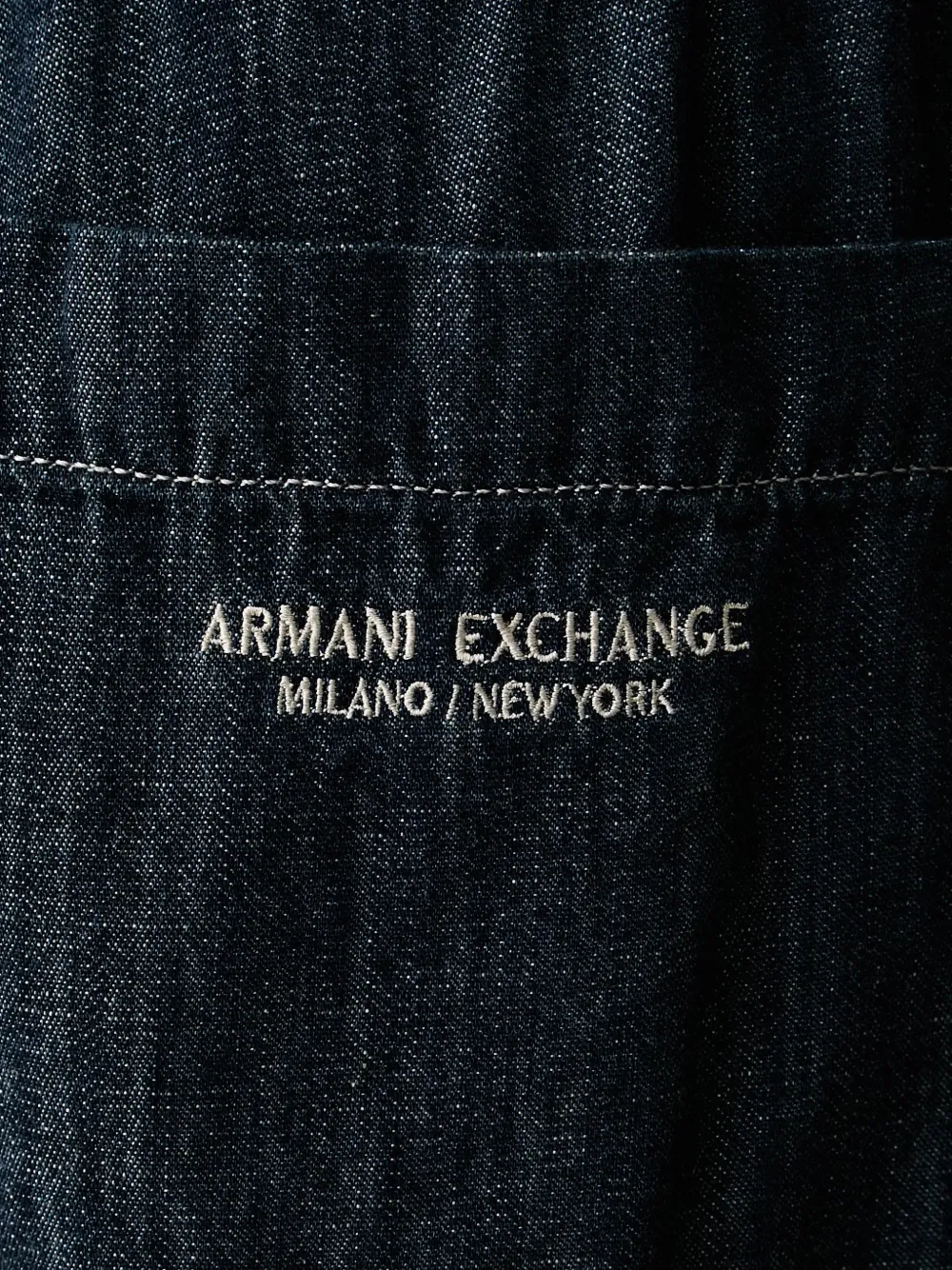 Armani Exchange drawstring-waist logo-embroidered jeans Blauw