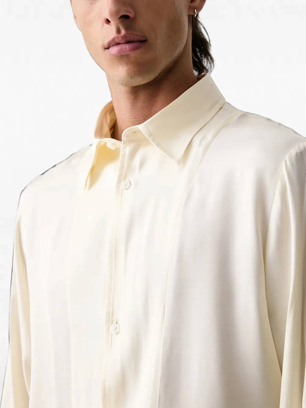 Armani Exchange panelled long-sleeve shirt Beige