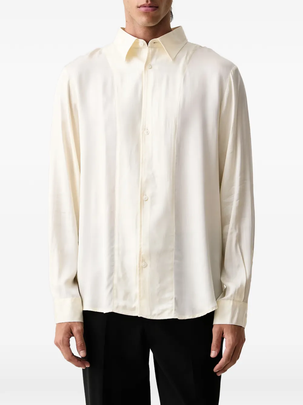 Armani Exchange panelled long-sleeve shirt Beige