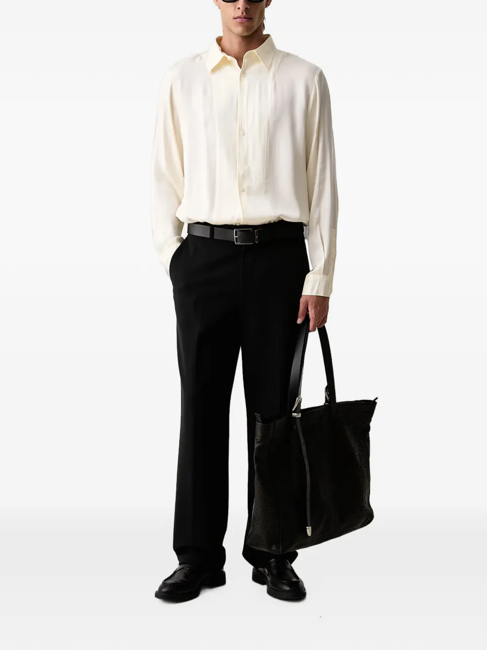 Armani Exchange panelled long-sleeve shirt Beige