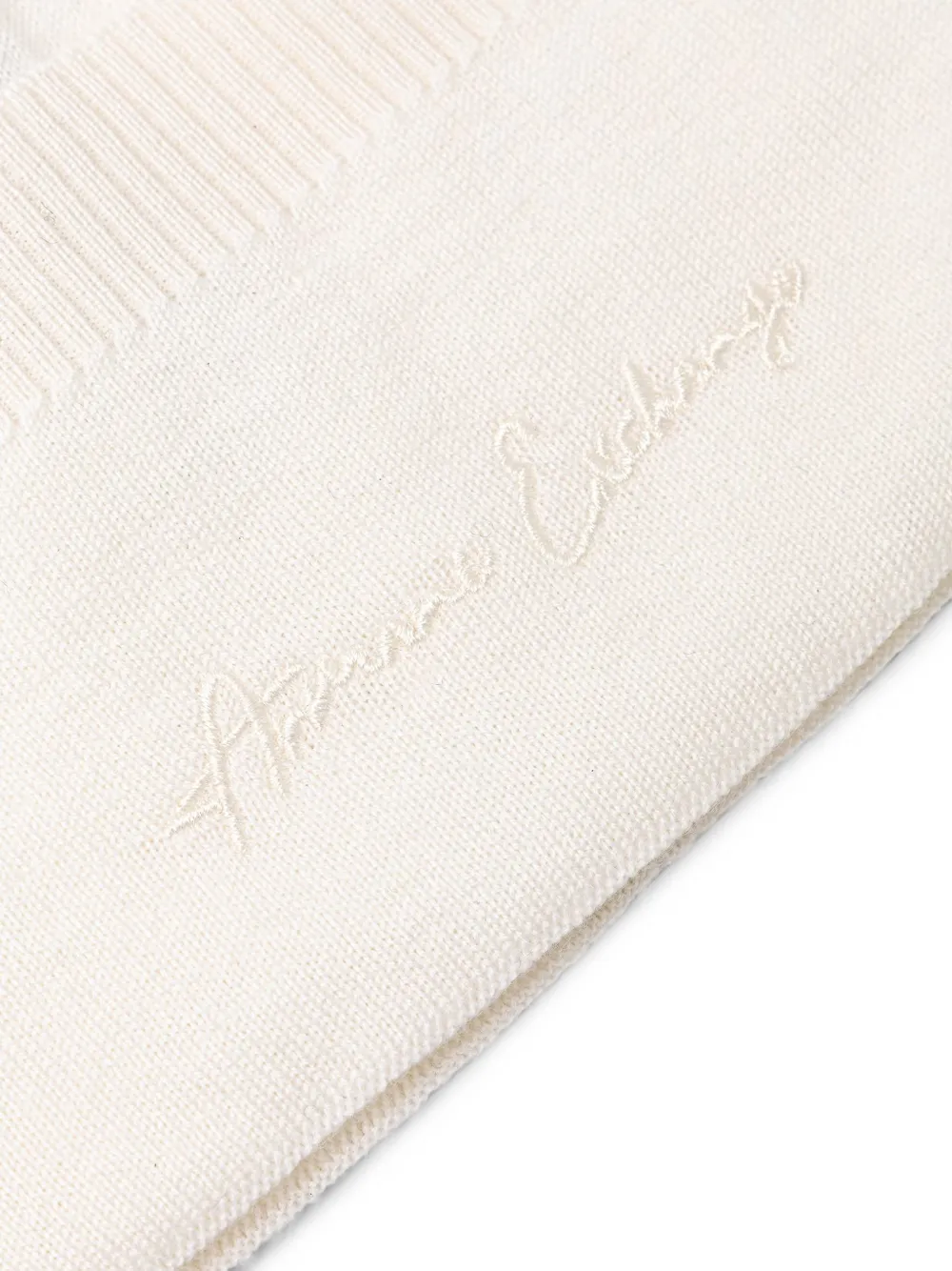 Armani Exchange logo-embroidered beanie hat Beige