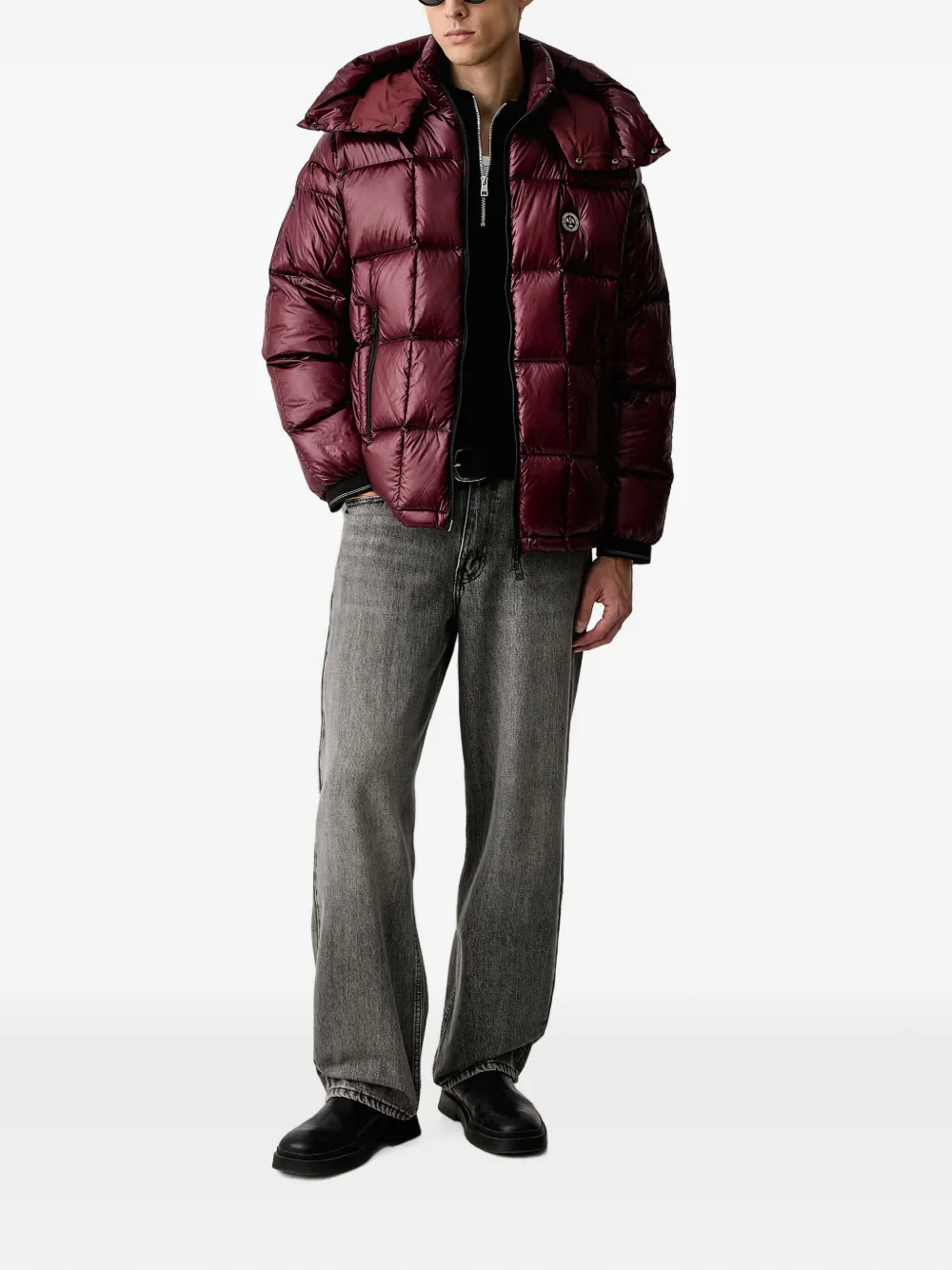 Armani Exchange quilted hooded jacket Rood