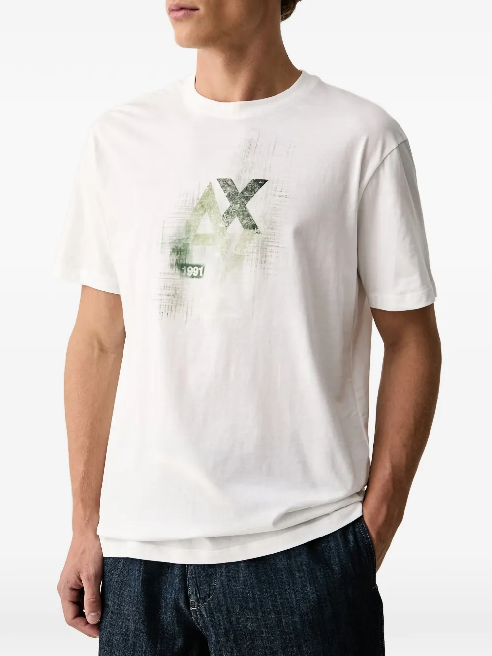 Armani Exchange logo-print cotton T-shirt Wit