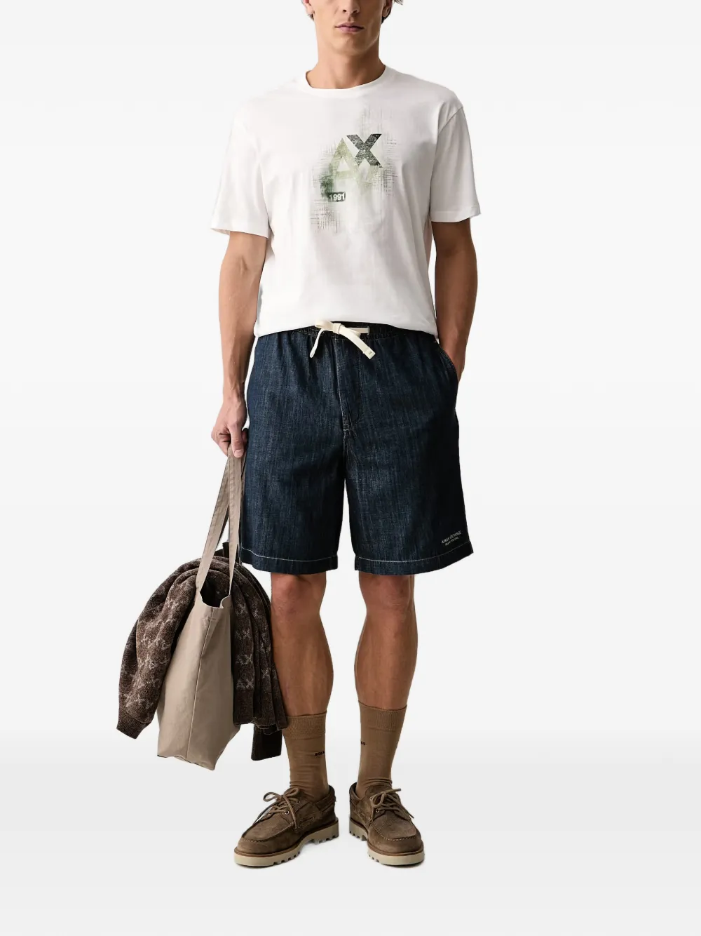 Armani Exchange logo-print cotton T-shirt Wit