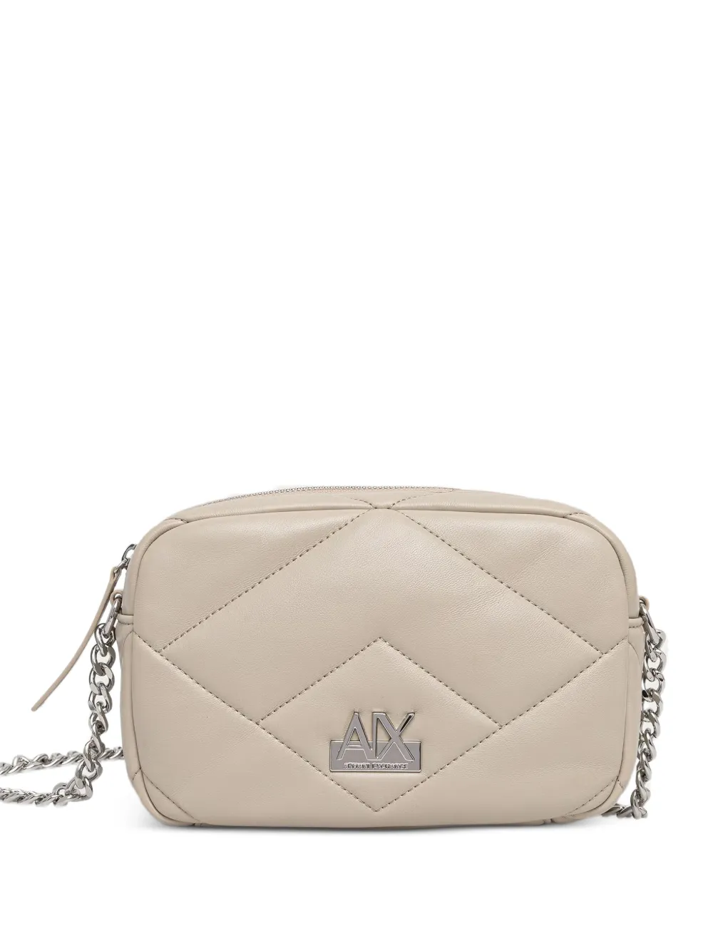 Armani Exchange quilted logo-plaque cross body bag Beige