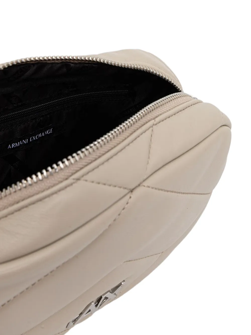 Armani Exchange quilted logo-plaque cross body bag Beige