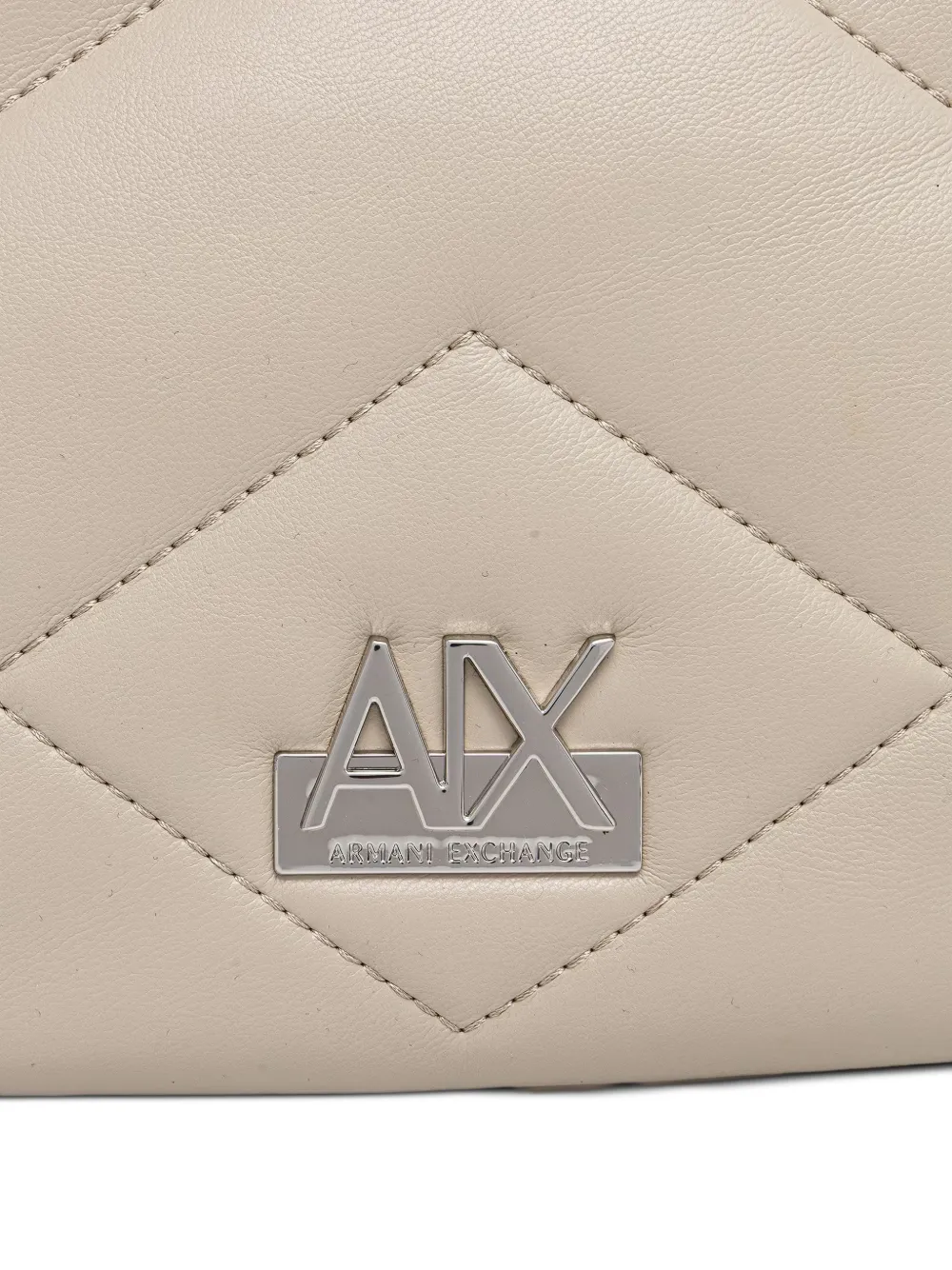Armani Exchange quilted logo-plaque cross body bag Beige